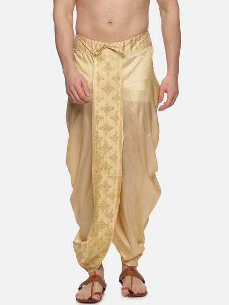 Sethukrishna Golden Embroidered Dhoti Pant For Men