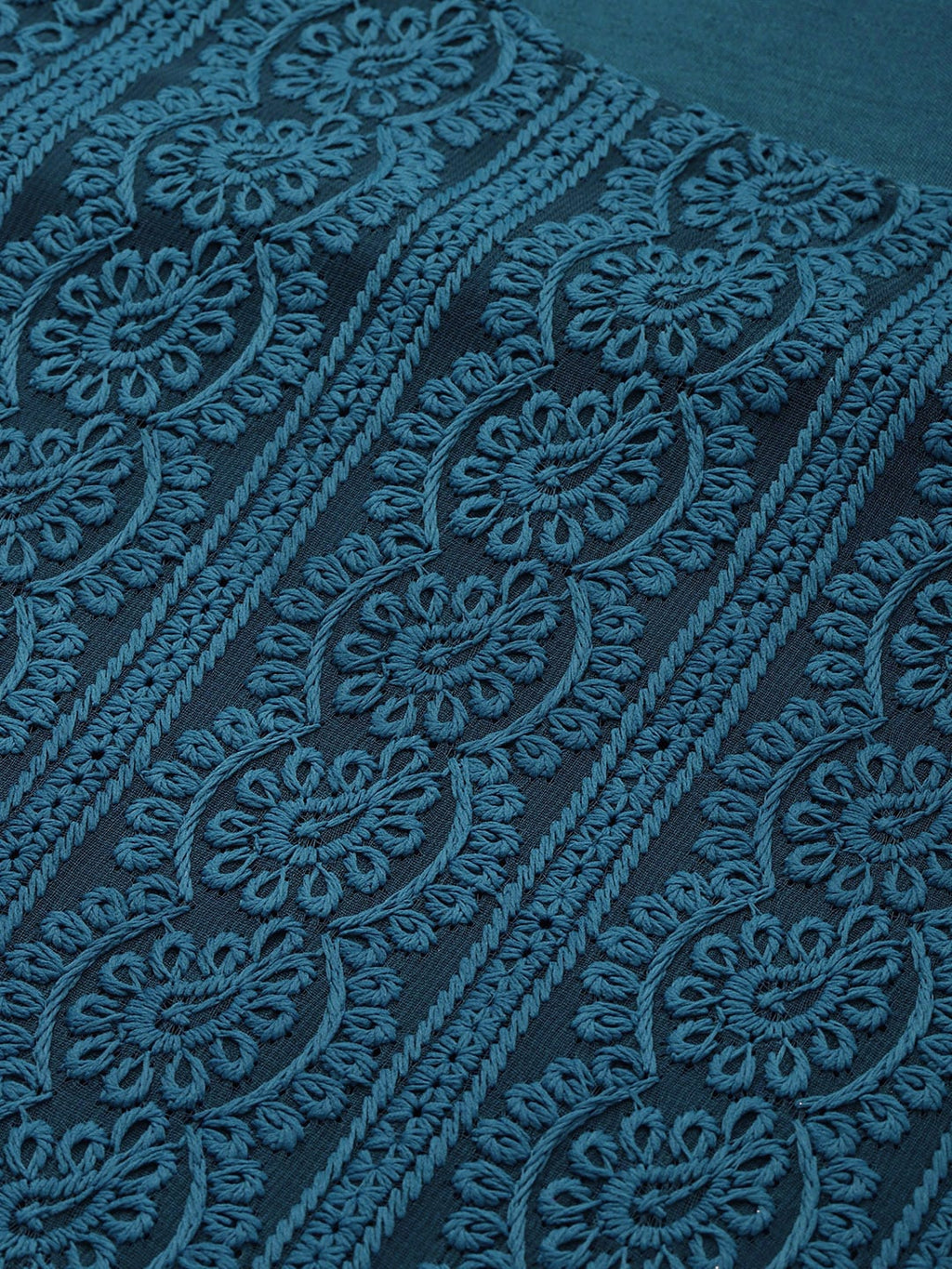 Sangria Women Teal Blue Ethnic Motifs Chikankari Kurta with Palazzos