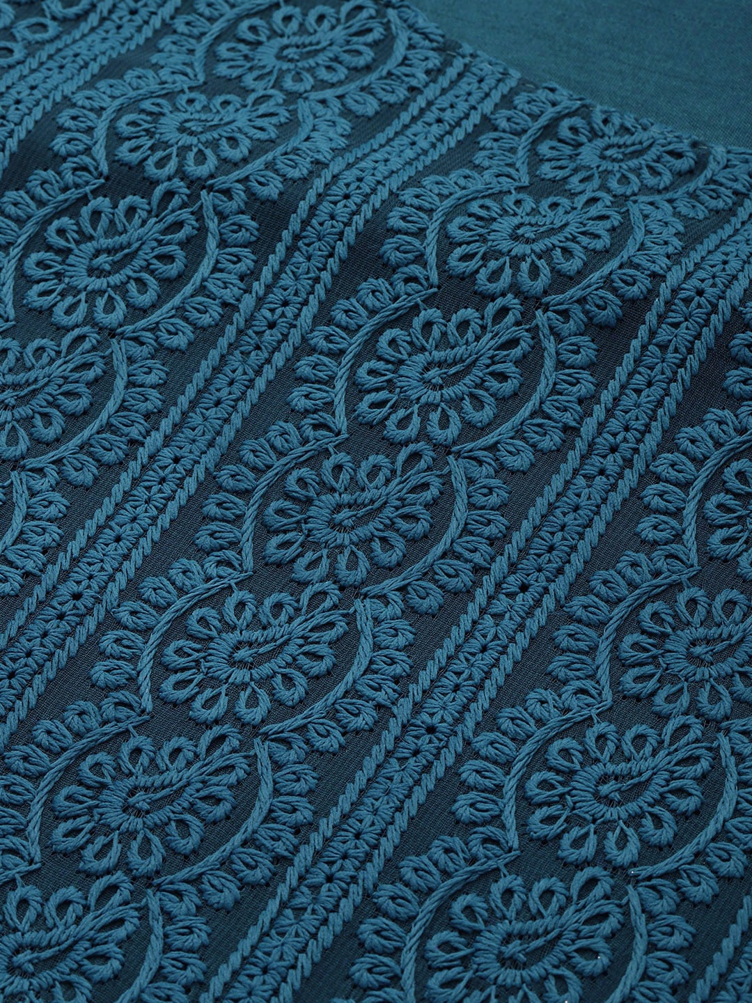 Sangria Women Teal Blue Ethnic Motifs Chikankari Kurta with Palazzos