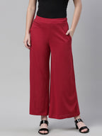 Souchii Maroon Knitted Cotton Ethnic Palazzos - Distacart