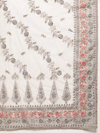 kasee Grey & Fuchsia Floral Embroidered Net Heavy Work Saree - Distacart