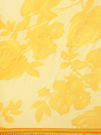 Sangria Yellow Floral Pure Chiffon Saree - Distacart