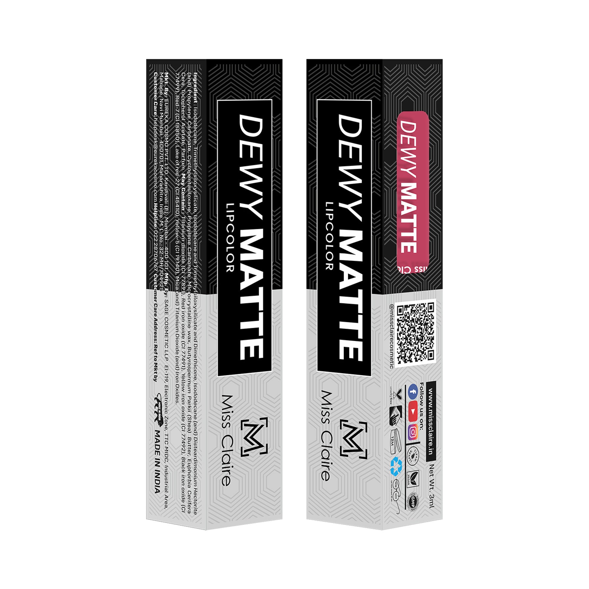Miss Claire Dewy Matte Lip Color - 17 Rosetta - Distacart