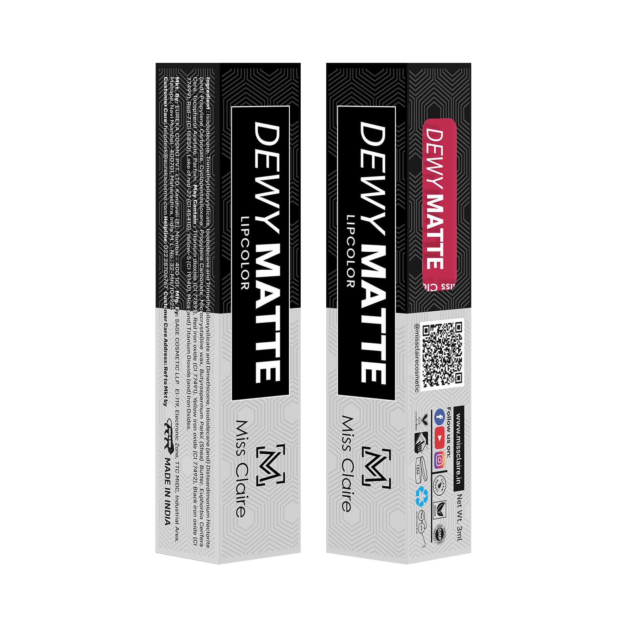 Miss Claire Dewy Matte Lip Color - 19 Heart On - Distacart