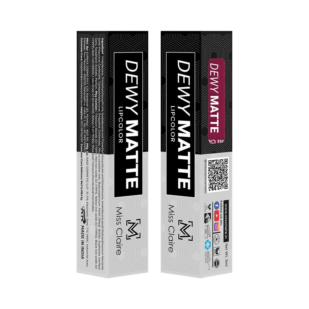 Miss Claire Dewy Matte Lip Color - 21 Plum Pop - Distacart