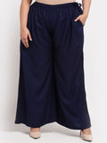 TAG 7 Women Plus Size Mid-Rise Wide Leg Palazzos