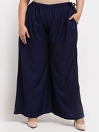 TAG 7 Women Plus Size Mid-Rise Wide Leg Palazzos