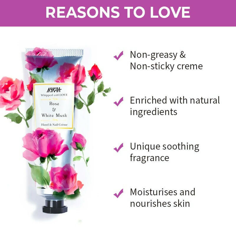 Nykaa Rose & White Musk Hand & Nail Creme - Distacart