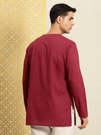 House of Pataudi Jashn Floral Embroidered Yoke Design Thread Work Angrakha Kurta