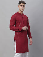 Sojanya Ethnic Motifs Embroidered Sequinned Pure Cotton Kurta