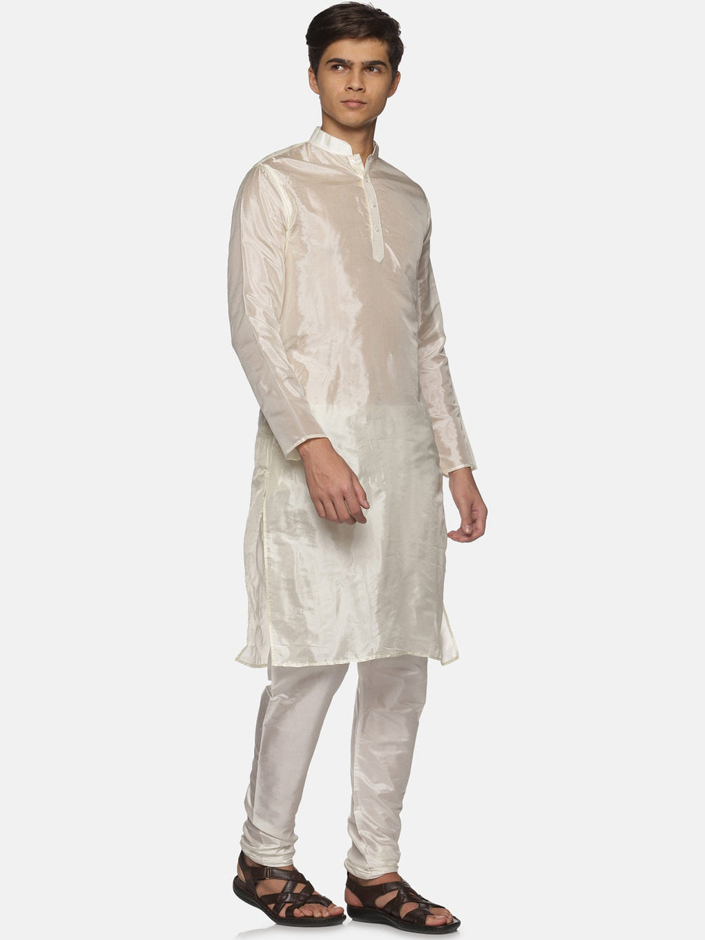 Sethukrishna Men Cream-Coloured Kurta with Pyjamas - Distacart
