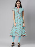Souchii Blue Floral Printed Floral Anarkali Kurta - Distacart