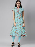 Souchii Blue Floral Printed Floral Anarkali Kurta - Distacart