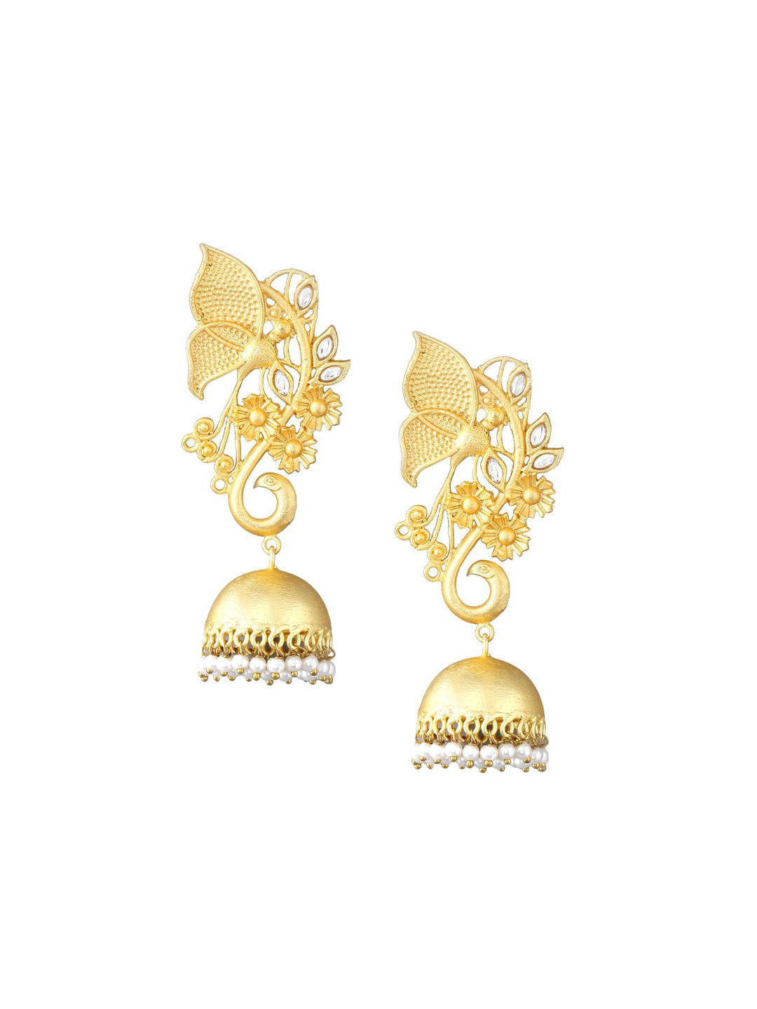 Yellow Chimes Gold-Plated Dome Shaped Jhumkas Earrings - Distacart