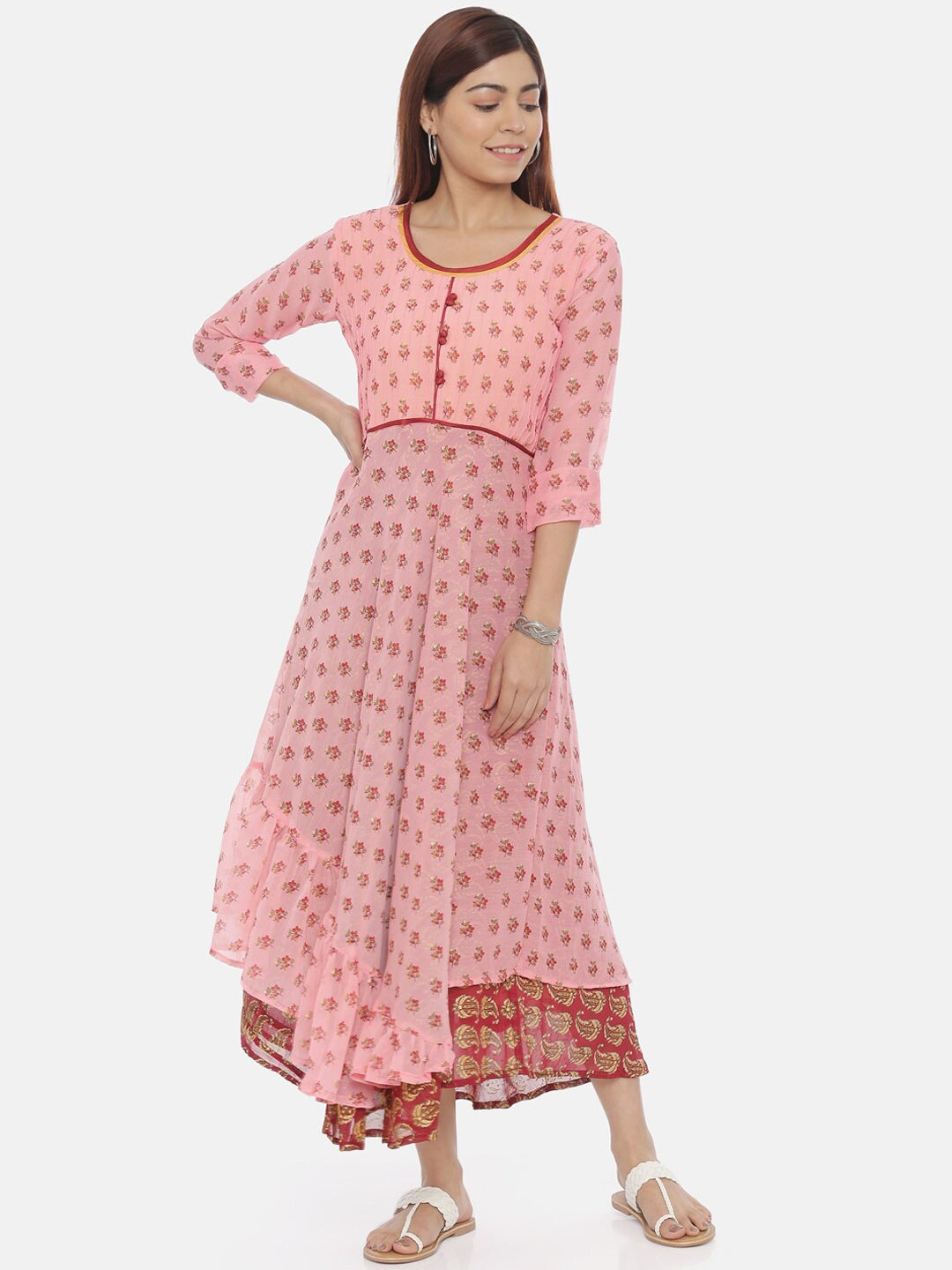 Souchii Brown Printed Maxi Dress - Distacart