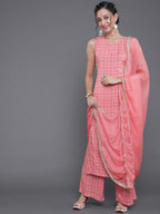 Aks Ethnic Motifs Printed Straight Kurta with Palazzos & Dupatta