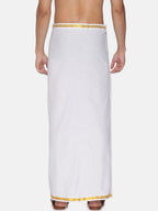 Sethukrishna White Solid Readymade Cotton Dhoti For Men - Distacart