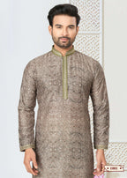 Joban Fashion Men's Grrey Cotton printed Kurta Pyjama set