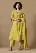 Joban Fashion Mehendi Cotton Kurta Set