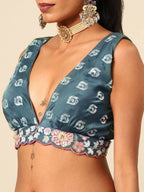 House of Panchhi Teal Blue Chinon Sequins embroidery Lehenga choli & Dupatta