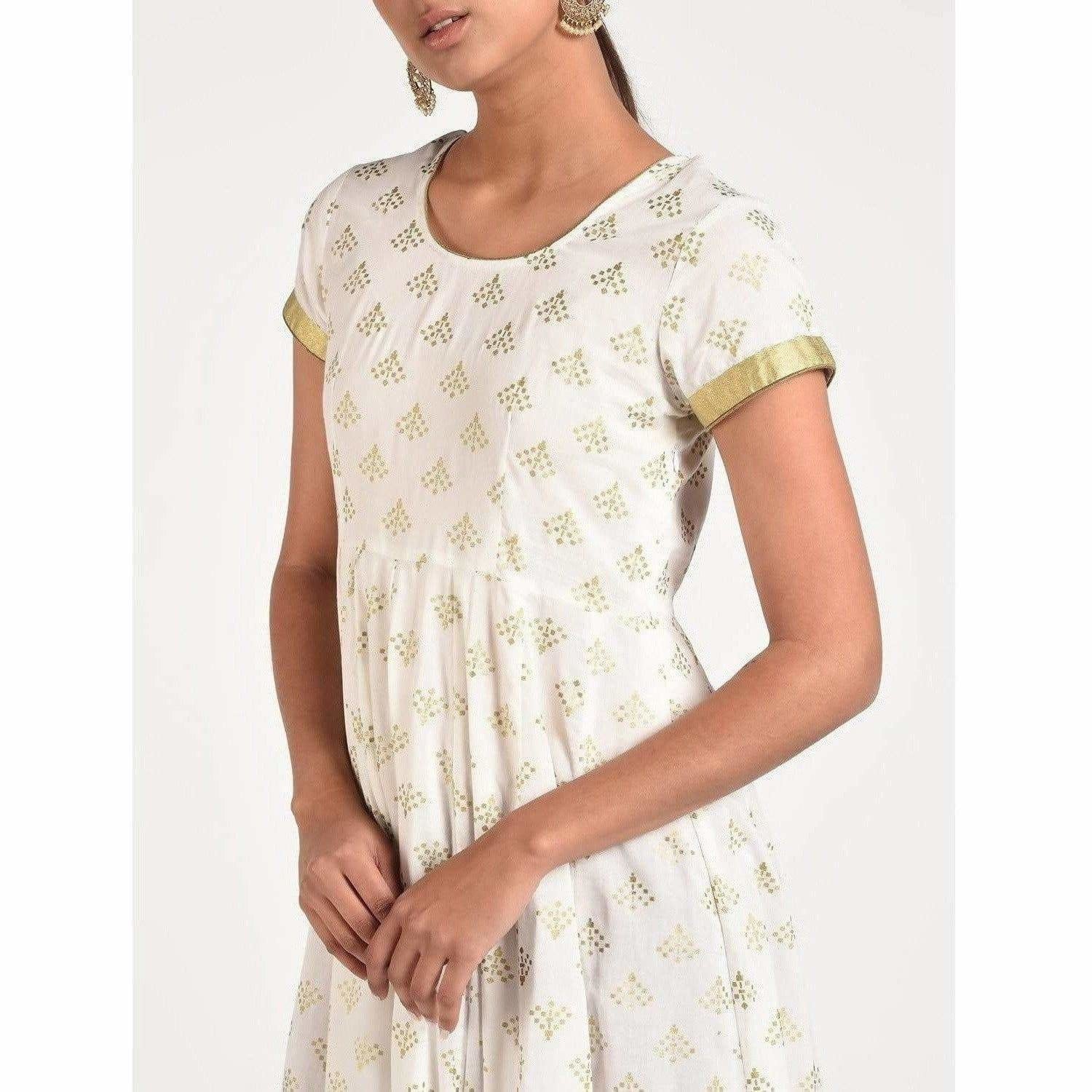 Cheera Women's Beautiful Gold Ptint Back Dori Latkan Anarkali Kurta (CH040K)