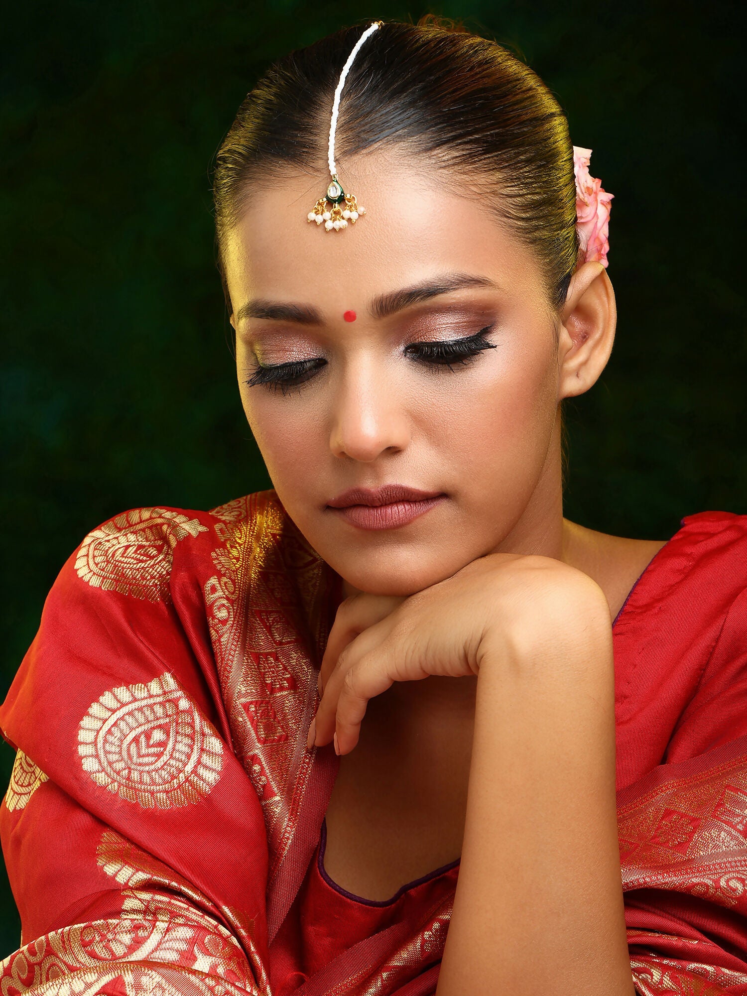 Ruby Raang Gold Kundan Maang Tikka - Distacart
