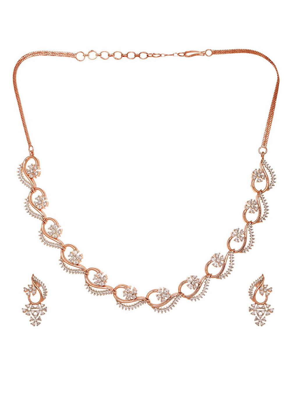 Saraf RS Jewellery Rose Gold-Plated White AD-Studded Jewellery Set - Distacart