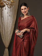Saree Mall Maroon Woven Design Zari Silk Blend Banarasi Sarees - Distacart