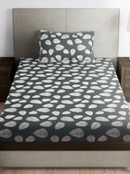 Story@home Green & White Floral Microfiber 180 TC Bedsheet With Pillow Cover