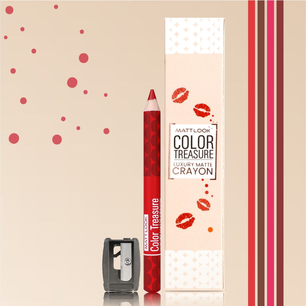 Matt Look Color Treasure Luxury Matte Lip Pencil Crayon - 02 Fire Ruby - Distacart