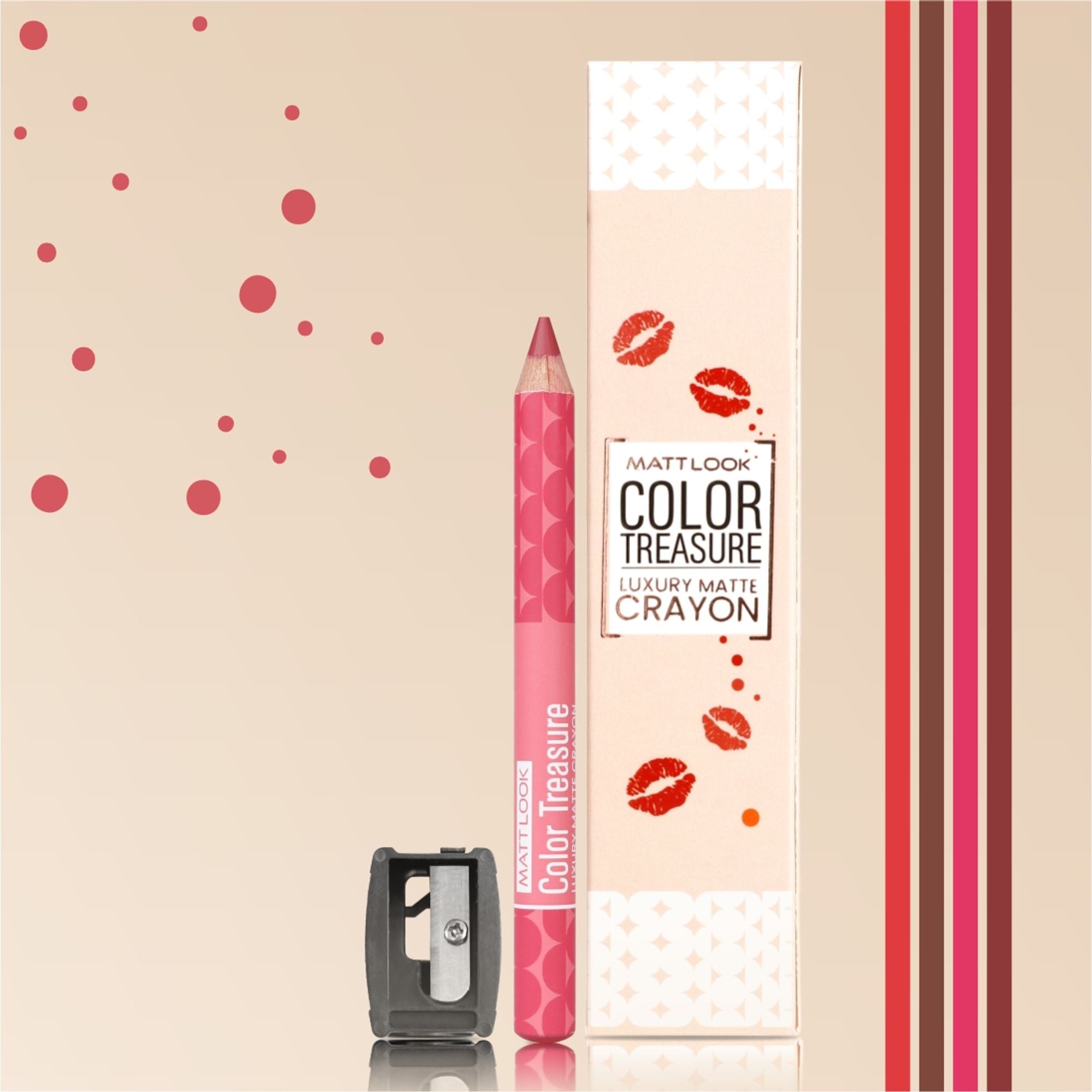 Matt Look Color Treasure Luxury Matte Lip Pencil Crayon - 12 Charming Pink - Distacart
