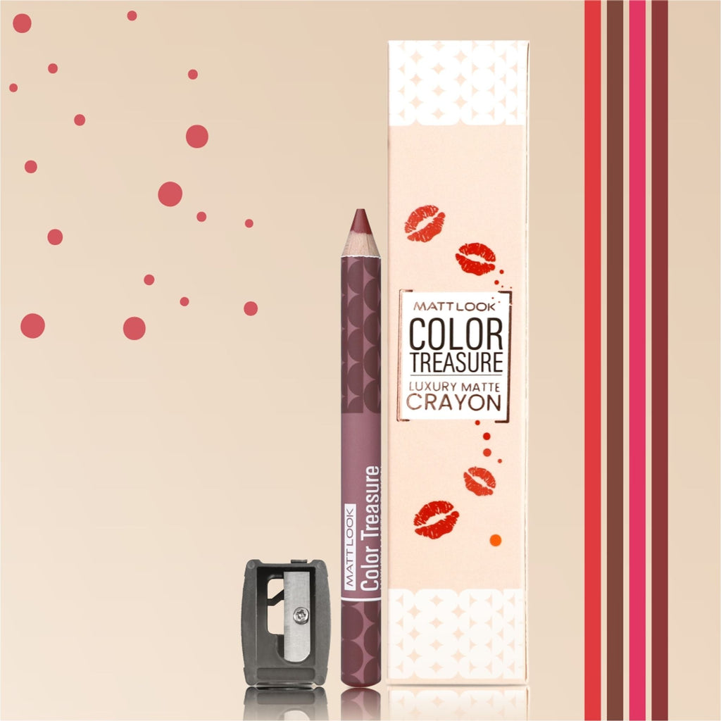Matt Look Color Treasure Luxury Matte Lip Pencil Crayon - 15 Glazed Mauve - Distacart