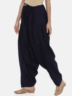 Souchii Navy Blue Solid Regular-Fit High-Rise Patiala - Distacart