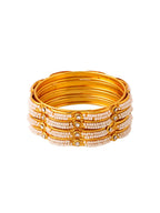 NVR Women's Set of 4 Gold-Plated Traditional Pearls Beaded Bangles - Distacart