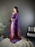 Joban Fashion Banarasi Purple Woven Soft Silk Saree - Distacart