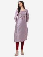 HERE&NOW Floral Embroidered Straight Regular Kurta