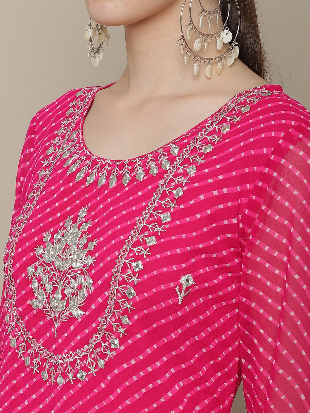 Sangria Women Ethnic Motifs Embroidered Floral Georgette Kurta