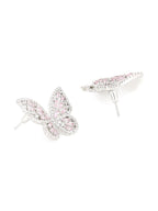 Yellow Chimes Silver-Toned & Pink Quirky Butterfly Studs Earrings - Distacart