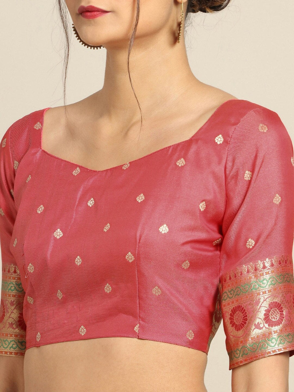 Saree Mall Cream Silk Blend Banarasi Sarees