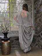 Tikhi Imli Embellished Border Sequinned Saree With Cape - Distacart