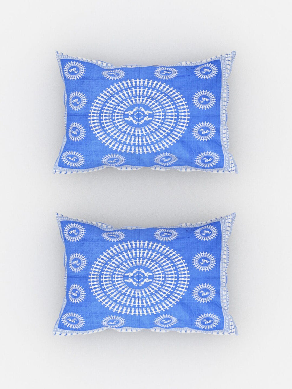 Urban Magic Blue Ethnic Motifs Printed Cotton 104 TC Queen Bedsheet With 2 Pillow Covers - Distacart