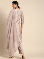 All About You Women Mauve Ethnic Motifs Embroidered Regular Sequinned Chanderi Silk Kurta with Palazzos &