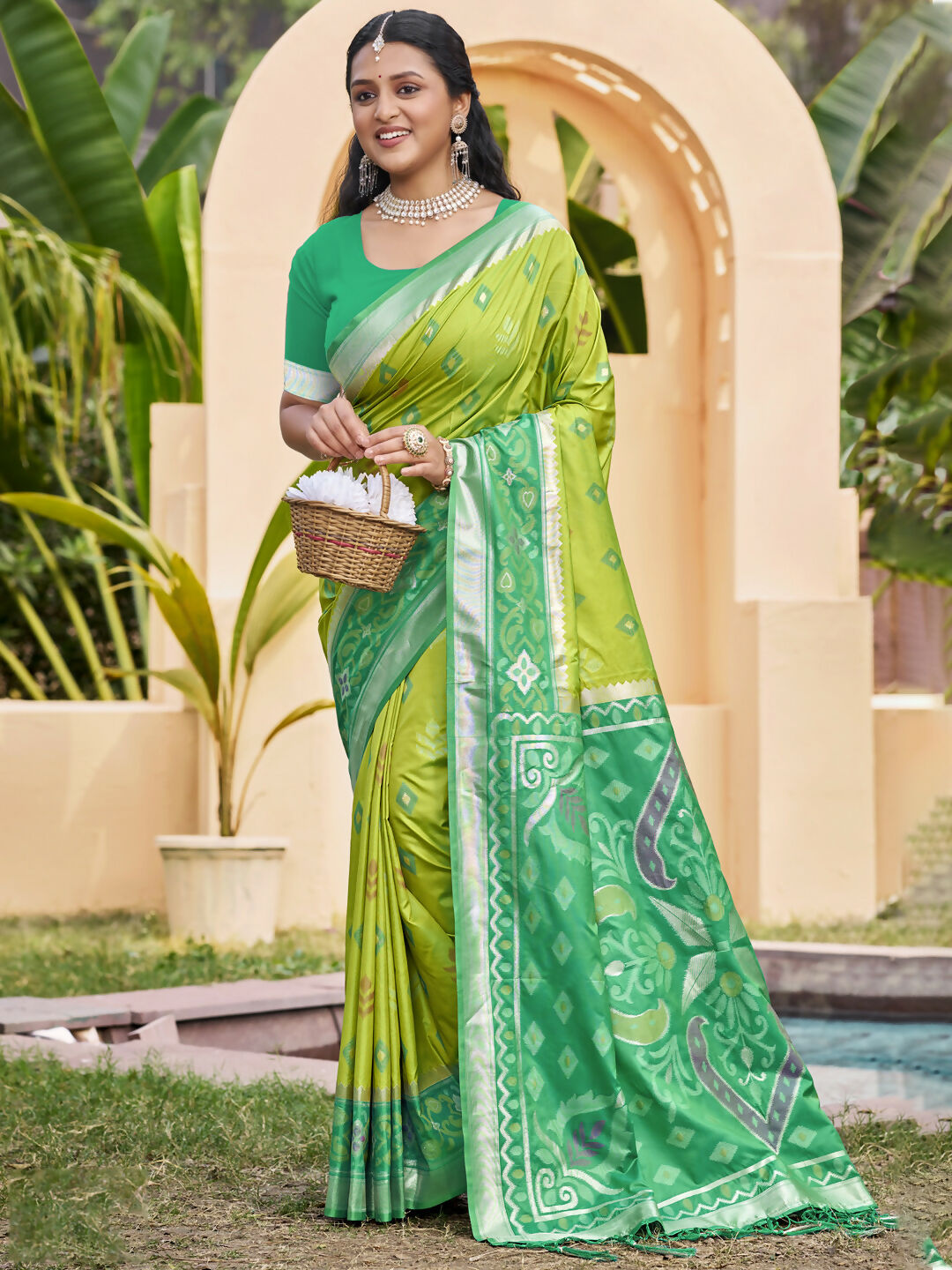 Shree Shyam Fashion Light Green Pochampally Silk Saree - Distacart