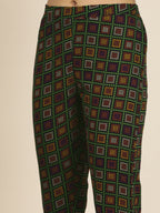 Sangria Women Green Pure Cotton Bandhani Kurta with Trousers