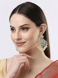 NVR Women Gold-Plated Kundan Chandbali Earrings - Distacart
