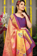 Jyoti Fashion Women's Baby Pink Banarasi Silk Zari Woven Saree with Blouse