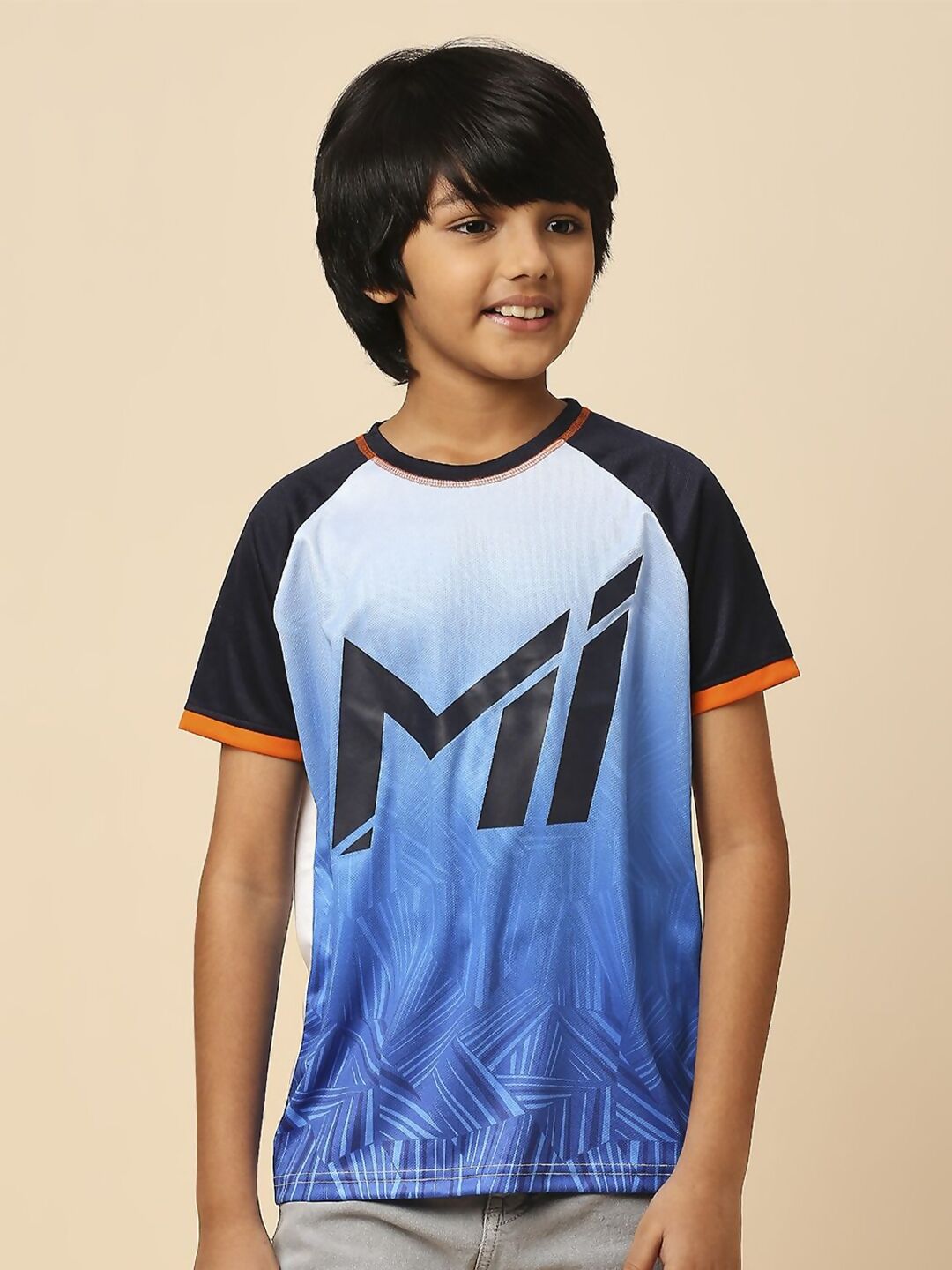 Fancode Kids Mumbai Indians IPL Graphic Printed Round Neck Cotton T-Shirts