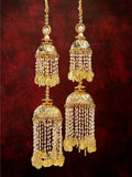 NVR Women's Pack Of 2 Gold-Polished & White Pearl Beaded Bridal Layered Heavy Kaleera Sets - Distacart