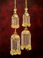 NVR Women's Pack Of 2 Gold-Polished & White Pearl Beaded Bridal Layered Heavy Kaleera Sets - Distacart