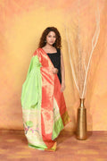 Very Much Indian Handloom Pure Cotton Paithani Dupatta - White